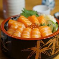 Sake Don · Sliced fresh salmon over sushi rice.