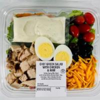 Chef Salad 16.75 Oz. · Valley Spring Mix Salad with Grilled White Chicken Meat, Egg, Tomatoes, Ham, Cheddar Cheese ...