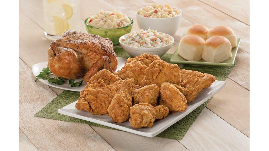 Whole Roasted Chicken Meal Deal · Includes: Whole Roasted Chicken, 4 ct. Kings Hawaiian, 1 LB. Potato or Macaroni Salad, 1 LB. Macaroni and Cheese or Jojo Potatoes