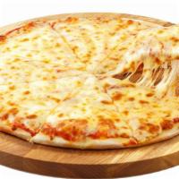 The Cheese Pizza · Real cheese on our traditional pizza sauce sitting on hand-rolled crust.