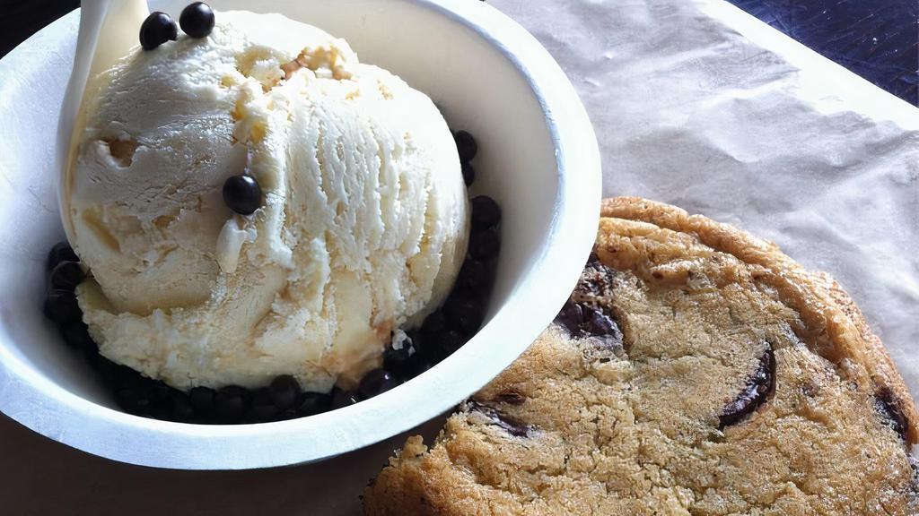 Cookie A La Mode · Warm cookie w/ choice of ice cream + 1 topping.