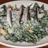 L Kale Caesar Salad · torn croutons, boquerones, parm, classic caesar dressing