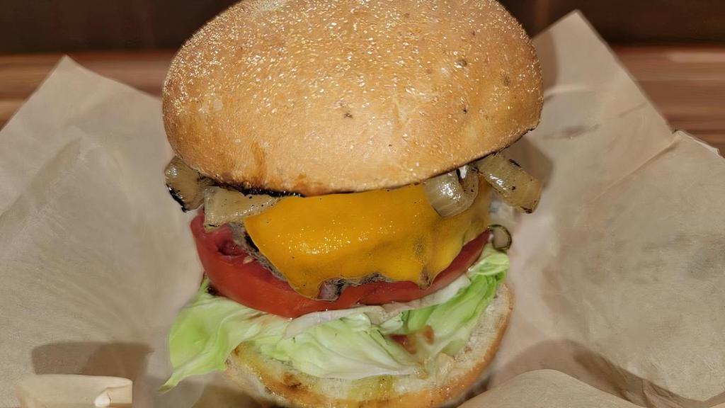 Burger · cheese, lettuce, tomato, onion, pickles, aioli