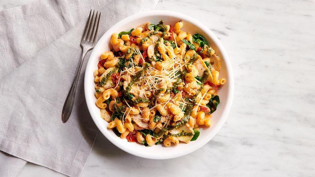 Chicken Rosa Pasta - New! · For a limited time only! Grilled chicken, Parmesan, spinach, oven-roasted tomato, cavatappi pasta, pesto*, tomato cream sauce, toasted breadcrumbs. *contains nuts