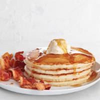 Buttermilk Pancakes · four fluffy buttermilk pancakes; add a side of bacon and / or scrambled eggs (where available)