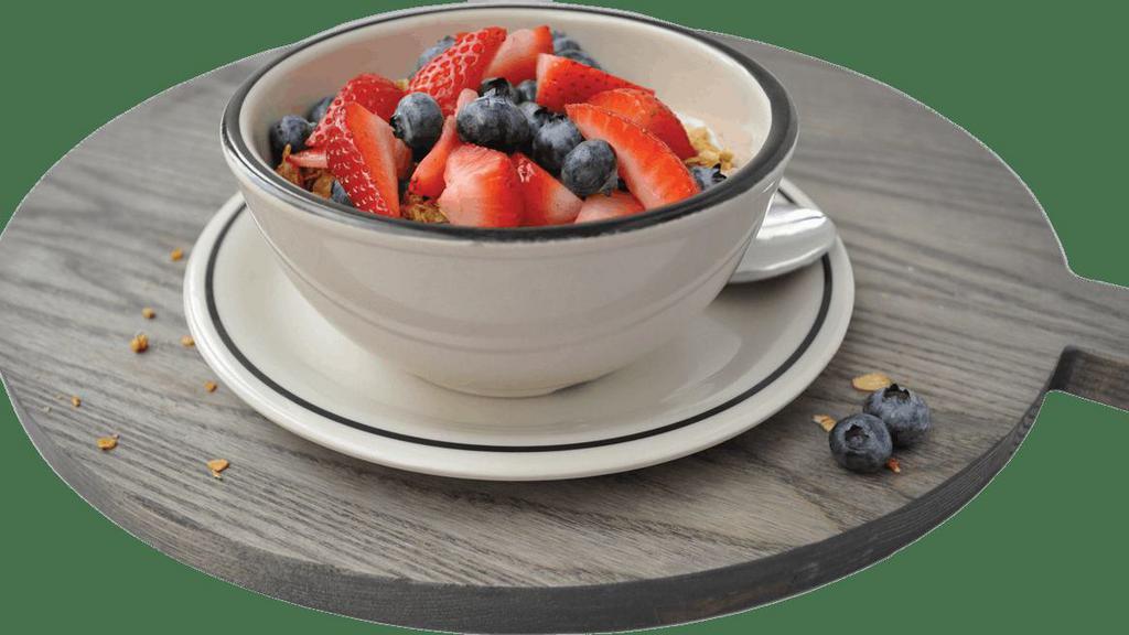 Fresh Berry & Yogurt Parfait · crunchy granola, low-fat yogurt & seasonal berries