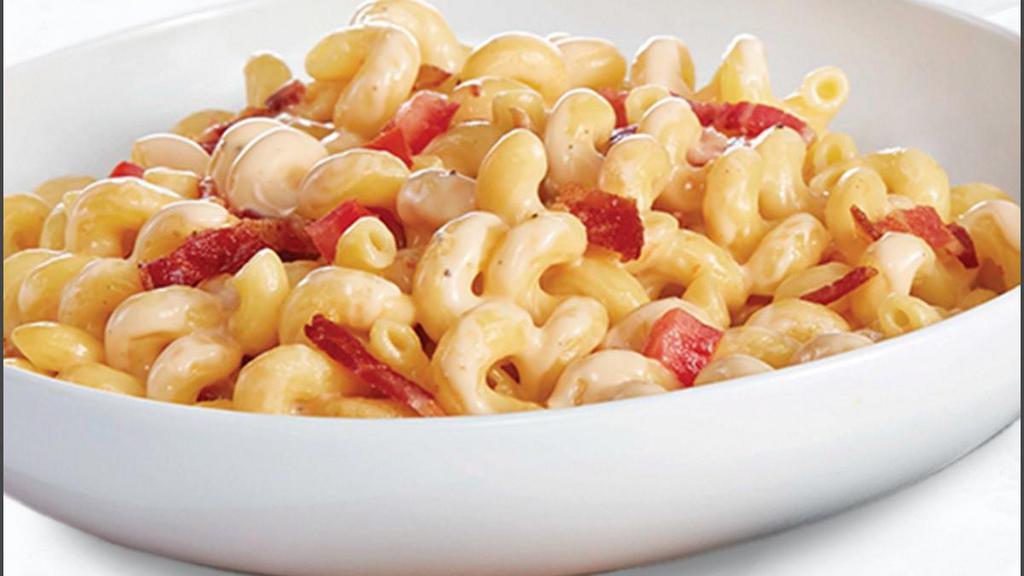 Bacon Tomato Mac & Cheese · with tomato and toasted breadcrumbs