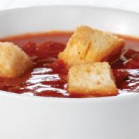 Roasted Tomato Basil Soup · tomato, basil, house-made croutons