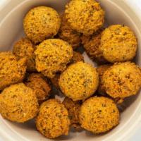 Falafel · 5 pieces. Made fresh to order with ground chickpeas, parsley, Mediterranean herbs & spices s...