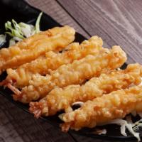 Prawn Tempura (6 Pc) · fried shrimp. Accompanied by a side of Tempura Sauce.