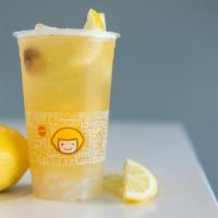 E10. Kumquat Lemon Green Tea  (Cold Medium or Large) · Popular Drink! Comes with lychee jelly.