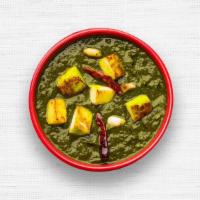 Saag Paneer · Paneer cheese cooked in a spicy spinach puree. Served with basmati rice.