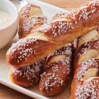 Brew Pub Pretzels & Beer Cheese Dip · Soft, Bavarian-style pretzel sticks are ready to dip in BLUE MOON® white Cheddar beer cheese...