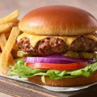 Classic Cheeseburger · Go old school with our handcrafted all-beef patty topped with two slices of American cheese....
