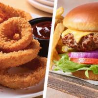 Cheeseburger Family Bundle - Serves 4 · Includes: . - Crunchy Onion Rings. - Classic Cheeseburger. - Side: Fries.   . (no substituti...