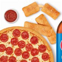 Stuffed Crazy Bread™ Meal Deal With Pepsi® · Classic Pepperoni Pizza, Stuffed Crazy Bread™ plus Crazy Sauce® and a 2-liter PEPSI® (4130 C...
