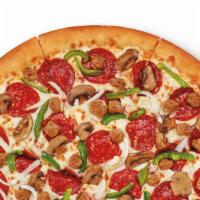 Ultimate Supreme · CRAZY!CRAZY!™ AMOUNTS OF TOPPINGS AT THE NATION'S BEST PRICE** Large round pizza with Pepper...