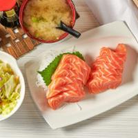 10 Pieces Salmon Only · Served with salad and miso soup.