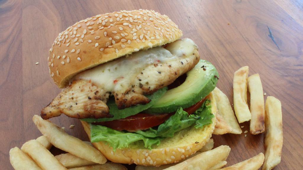 Norcal Chicken · Grilled Mary's chicken breast, home made sauce, lettuce, tomatoes, avocado, and jack cheese.