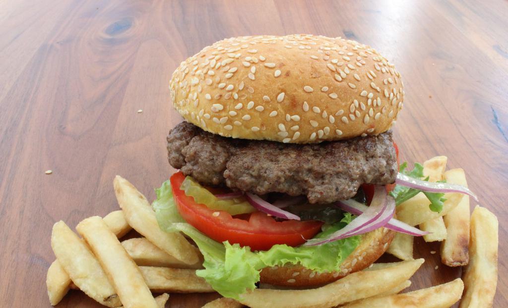 Classic Burger (6oz Patty) · Made with Niman-Ranch Grass-Fed beef.
Home made sauce, lettuce, onions, and tomatoes.