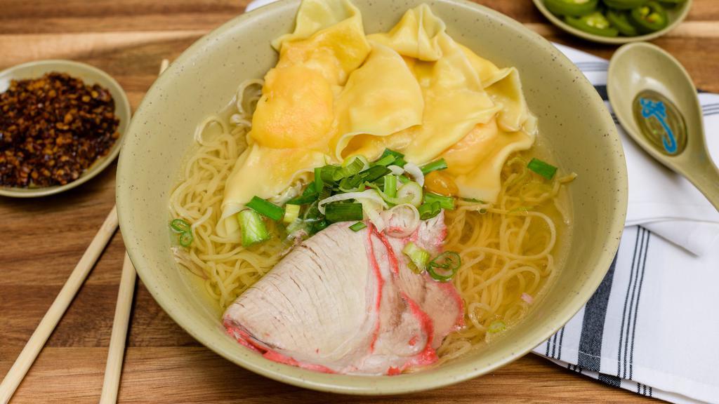 #10. Mì Sủi Cảo · Shrimp wonton egg noodle soup (comes w/ BBQ pork)