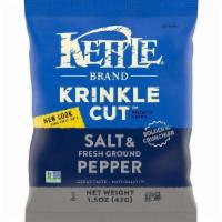 Kettle Brand Krinkle Cut Potato Chips Salad & Fresh Ground Pepper · One 1.5 oz (42g) bag of Kettle Brand Krinkle Cut Potato Chips Salad & Fresh Ground Pepper.