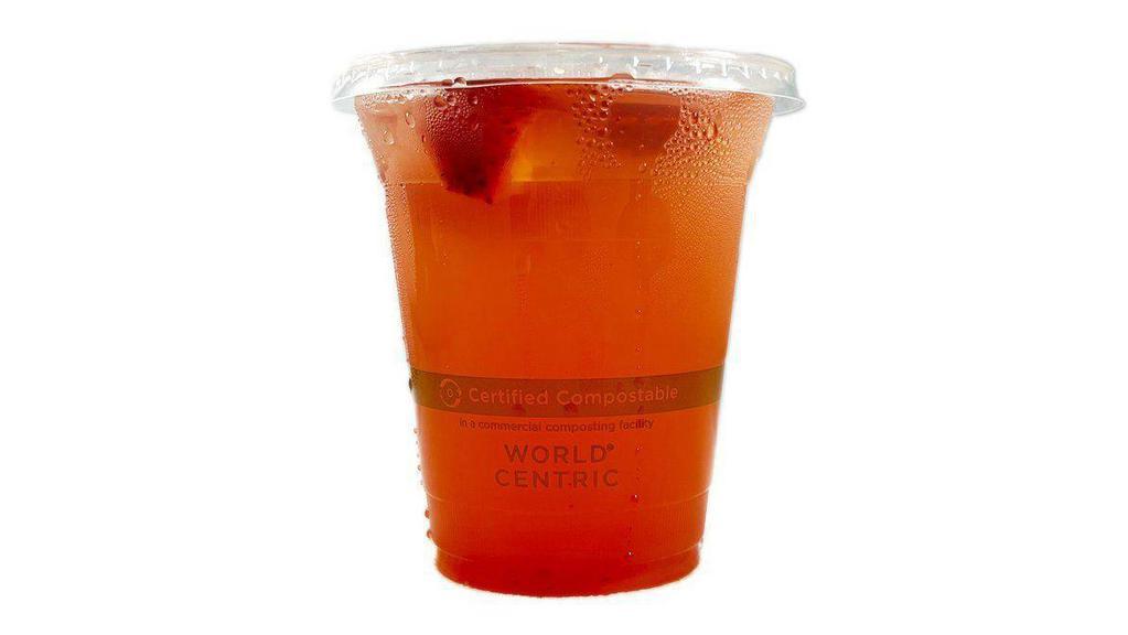 Yuzu Strawberry Rose Refresher · Iced, refreshing, made with all-natural, vegan ingredients and no High Fructose Corn Syrup - our handcrafted Yuzu Strawberry Rose Refresher.

🌏 Served using 100% compostable packing materials and utensils 🌏