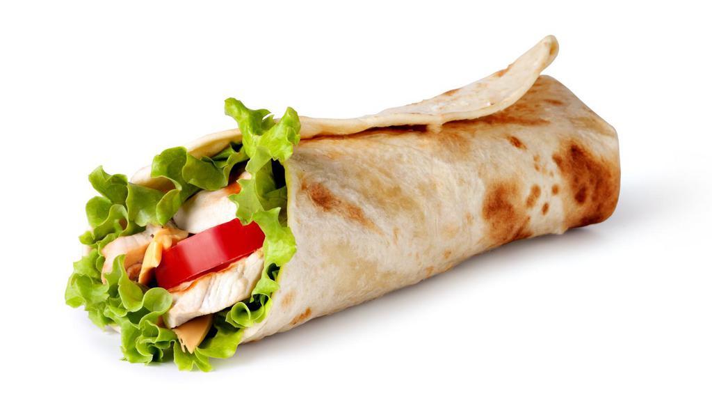 Grilled Chicken Wrap · Fresh wrap made with Grilled chicken, tomatoes, cucumbers, lettuce, onions, and mayo.
