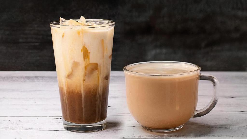 Caramel Macchiato · Espresso with steamed milk, caramel sauce, and vanilla syrup.