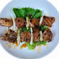 Yakitori · 2pcs Grilled Chicken with Green Onion on a Stick with Teriyaki Sauce