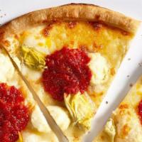 Art Lover Half 11-Inch Pizza + Choice Of Side · Our Chef’s signature recipe includes artichokes, mozzarella, ricotta, chopped garlic and red...