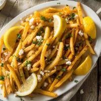 Garlic and Feta Fries · Crisp freshly fried fries.