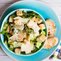 Graham Caesar Salad · Romaine and kale with grilled chicken, parmesan cheese, radishes, and croutons.