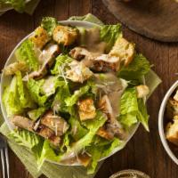 The Chicken Caesar Salad · Fresh salad made with grilled chicken, shredded lettuce, chips and parmesan cheese with a ch...