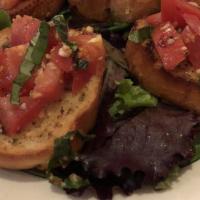 Bruschetta · Tomatoes, garlic, extra virgin olive oil, fresh basil on tuscan bread, dressed with balsamic...