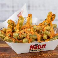 Spicy Green Beans · Golden crisp tempura battered green beans are drizzled with house-made creamy sriracha lime ...