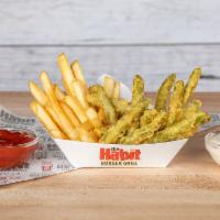 Tempura Green Beans & Fries · Includes side of Ranch dressing and ketchup.