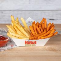 Sweet Potato Fries & Fries · Includes ketchup on side.