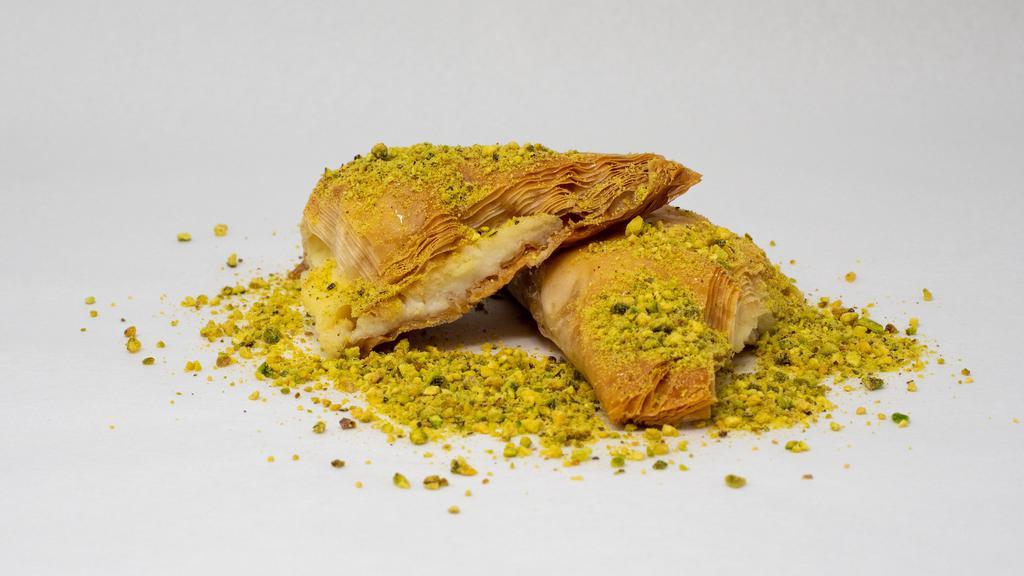 Cream puff (warbat)  · Cream baklava- Crunchy fillo dough filled with unsweetened cream custard, baked to perfection and then drizzled with sugar syrup.