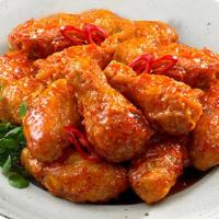 R Wings of Fire · BB wings brushed with our Hot Spicy sauce.