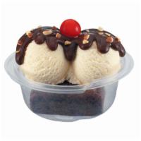 Brownie Sundae · Top off a brownie with two of your favorite ice cream flavors, hot fudge, chopped almonds, a...