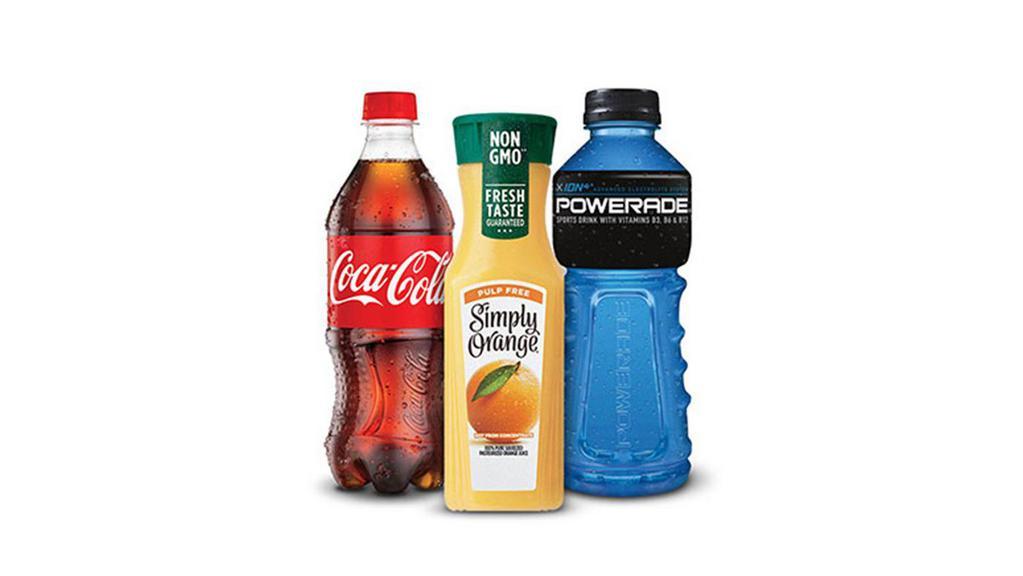 Bottled Drinks · Choose between orange juice, sports drinks and sodas. Max 5 per order.
