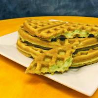 396. Pandan Waffle · Green Waffle - made from scratch with natural pandan extract, real coconut milk, flour, suga...
