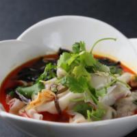 34. Hot and sour wonton soup · Spicy.