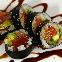 Crazy Monkey Roll · 5pcs. Tuna, salmon, hamachi, cucumber, avocado, and eel wrapped with seaweed.