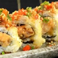 Super Dynamite Roll · Spicy white tuna and onion, deep fried, spicy sauce.