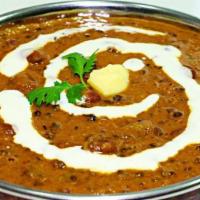 Dal Makhani-Chef's Special · Combination of black lentils and kidney beans simmered overnight; seasoned with freshly grou...