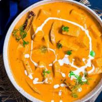 Paneer Tikka Masala-Chef's  Special · Marinated grilled cottage cheese cubes in onion-tomato yogurt based gravy.