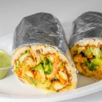 Tandoori Chicken Wrap · Chicken breast, lettuce, tomato, onions, and dressing wrapped in naan.