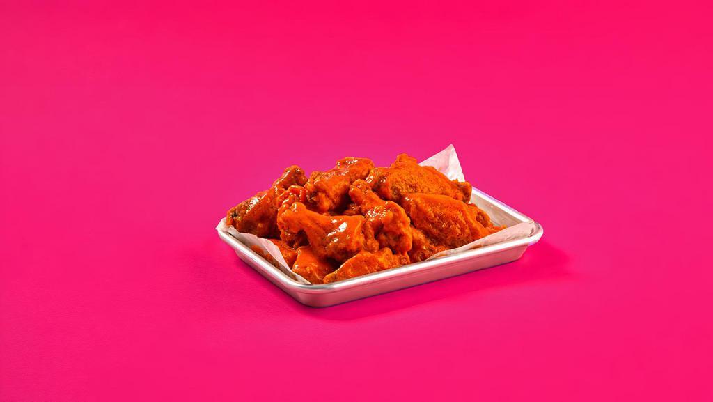 20 Pc Wings · 20 Classic Bone-in or Boneless wings with choice of 2 flavors and 2 dips.